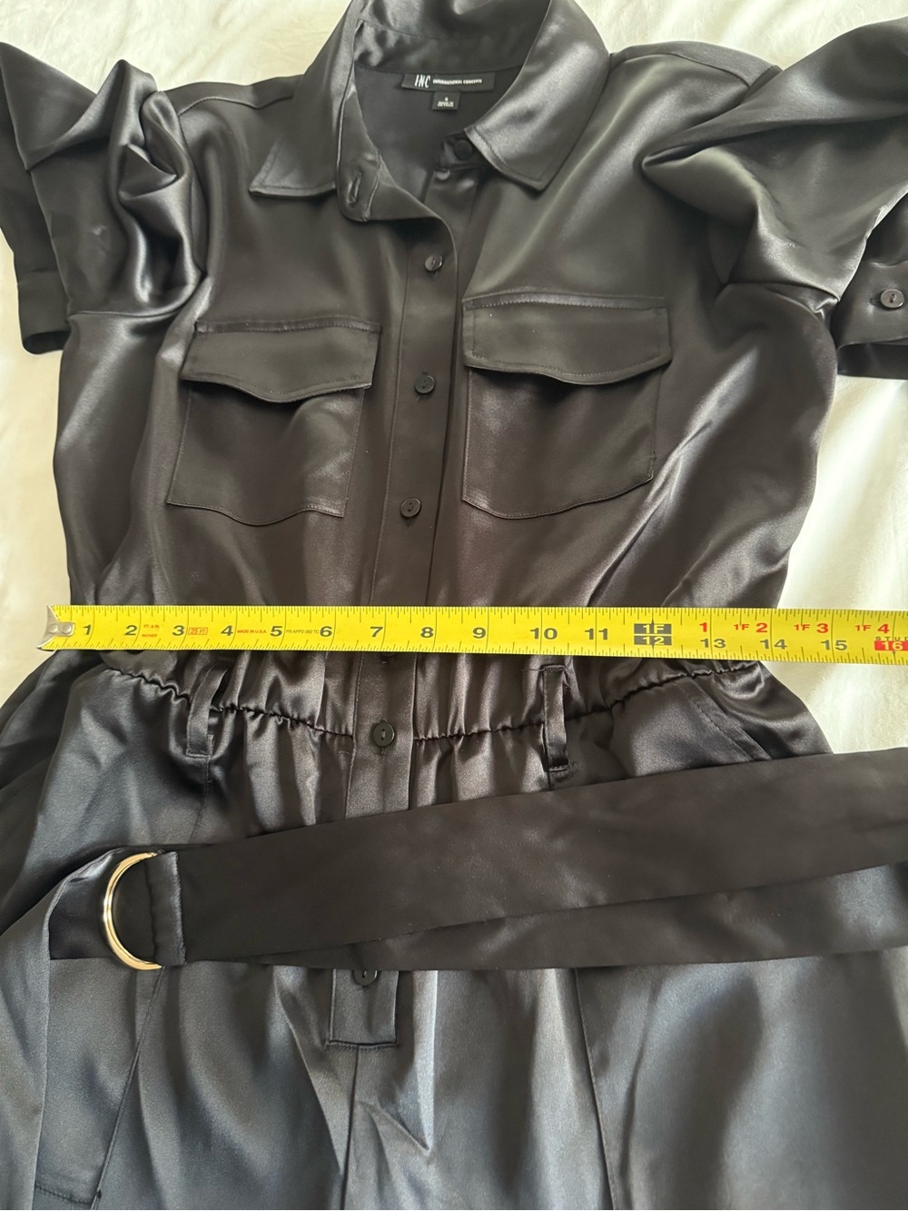 INC International Concepts Black Satin Utility Jogger Jumpsuit Size 6 NWOT - Picture 6 of 11